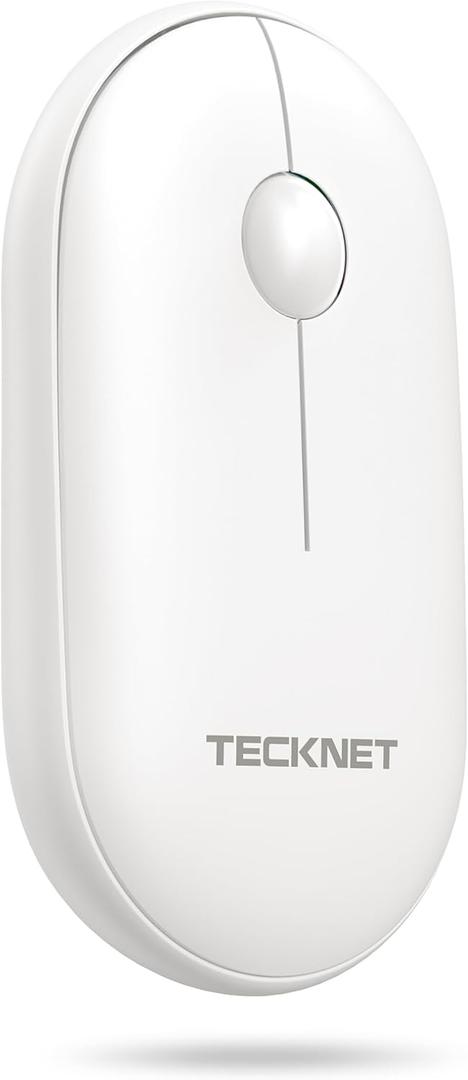 TECKNET Bluetooth Mouse, 2.4G USB-A Compact and Portable Mouse for Laptop 2 Modes(BT3.0/5.0+2.4Ghz), Silent Slim Clicks with USB Receiver, Compatible with PC, Chromebook, Mac - White