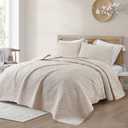 Exclusivo Mezcla Queen Quilt Bedding Set, Lightweight Soft Bedspreads Coverlets with 2 Pillow Shams, Modern Brich Beige Quilts Queen Full Size for All Seasons
