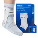 Zamst A2-DX Sports Ankle Brace with Protective Guards For High Ankle Sprains and Chronic Ankle Instability-for Basketball, Volleyball, Lacrosse, Football-White, Right, Large