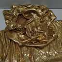 SHENHE Women's Sexy Open Back Shiny Metallic Maxi Dress Cowl Neck Bow Bodycon Cocktail Party Dress (Gold), S