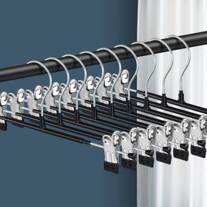 20 Pack 12Inch Heavy Duty Pants Skirt Hangers with Clips,Metal Trousers Hanger for Jeans Black Non Slip Women Shorts Hangers Saving Space Clothing Hanger for Adult,Men,Children,Kid,Baby