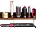 Affogato Wall Mounted Holder for Dyson Airwrap Styler Hair Curling Wand Brush Barrel Bathroom Shelf Tray Wood Stand Home Bedroom Hair Salon Storage Organizer with Hook for Comb Cream Facial Cleanser