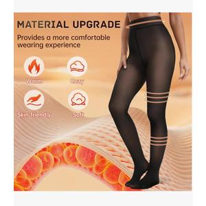 HONGTEYA Fleece Lined Tights Women Winter Thermal Leggings Pantyhose Fake Translucent Thick Warm Sheer Tights M