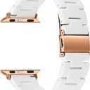 SKYK Resin Watch Bands Compatible with Apple Watch Band 38mm/40mm/41mm/42mm/44mm/45mm/49mm - Stainless Steel Rose Gold Buckle Wristband Replacement iWatch Series Ultra 8 7/6/5/4/3/2/1 /SE (White)