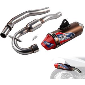 JFG RACING Dirt Bike Slip On Exhaust,Motorcycle Muffler Pipe Full Kit for CRF150F CRF230F 2003-2017/TAO TAO TBR7/HAWK 250-Red