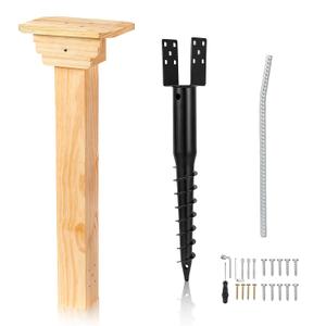 Little Library Mount Kit, No-Dig Ground Anchor, Waterproof 4x4x31.5" Wood Post & Bracket, Easy Installation for Outdoor Use, Ideal for Community Sharing, Support All Sizes of Little Libraries