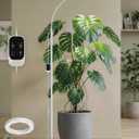 GLOWRIUM Grow Lights for Indoor Plants, Full Spectrum LED Grow Light Floor Lamp with Stand Adjustable Height and Angle, Black Plant Light with 3/9/12H Grow Light Timer (White, 20W)