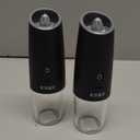 Rechargeable Pepper and Salt Grinder Set, whit Gravity Sensing Switch and LED Light, One Hand Automatic Operation -Black/2 Pack