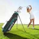 1GoTo-G 9 Pieces Golf Clubs Set for Women - Complete Golf Clubs Full Set Includes Stand Bag with Rain Hood, 1# Drive, 5# Hybrid, 5# 7# 9# PW# Irons and Putter, Green - Women’s, Left