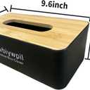 Tissue Box Cover, Tissue Box Holder with Bamboo Cover Plate, Rectangle Facial Tissue Holder Storage for Vanity, Countertops, Dressers, Night Stand, Offices and Parlors(9.6 x 4.9 x 3.5inch)