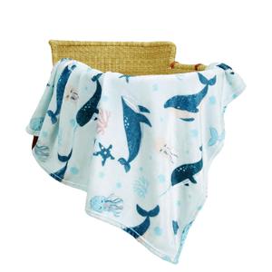 TILLYOU Baby Fleece Blanket 30x40 Inches Soft and Warm Baby Blankets for Boys and Girls Blanket for Toddler Infant Newborn, Whale