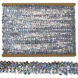 Sequin Ribbon Trim Polyester Braided Ribbon 10 Yards 30mm Wide Lace Trim for Sewing Crafts Clothing Curtains Accessories Lampshade Home DIY Decoration (Shining Silver, 30mm Wide)