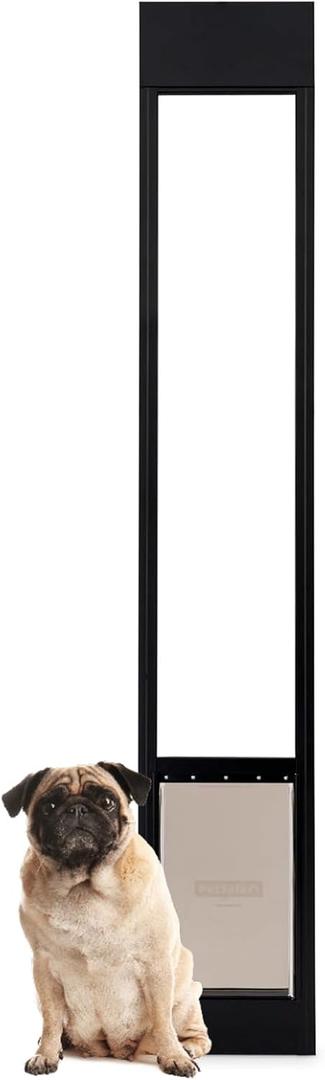 PetSafe 1-Piece Sliding Glass Pet Door for Dogs & Cats - Adjustable Height up to 80 11/16"- Medium, Black, No-Cut DIY Install, Aluminum Patio Panel Insert, Great for Renters or Seasonal Installation