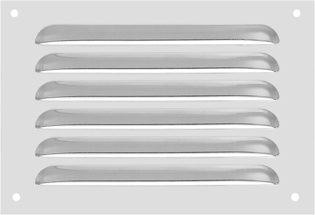 PATIKIL 8 x 6 Inch Aluminum Vent Cover, Screen Air Grille Ventilation Cover HVAC Louvered Grill for Home Kitchen Fireplace Wall Ceiling, Silver Tone