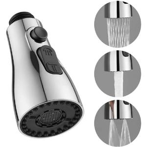 Pull Down Kitchen Faucet Sprayer Head Replacement Part - Pull Out Sink Sprayer Replacement Nozzle, Kitchen Faucet Head Hose Spray Tap Spout Only for G1/220mmConnector (Silver)