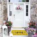 Hello Spring Decor Door Mat - Yellow Farmhouse Welcome Summer Mats Outdoor Colorful Flowers Doormat Non Slip Rubber Floral Decorative Front Door Mats Indoor Rug 17" x 30"