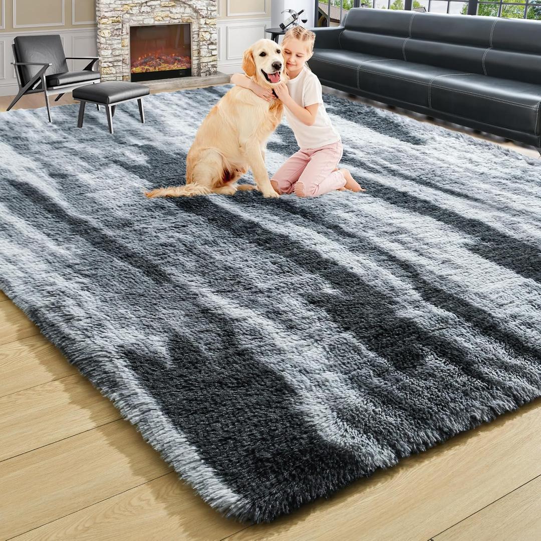 Noahas Fluffy 4x6 Area Rugs for Bedroom Living Room,Shag Grey Thick Throw Floor Carpet,Soft Shaggy Bedside Non-Slip Plush Dorm Nursery Kids Rug