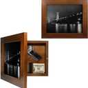 Homvle Hidden Gun Storage - Concealment Gun Safes for Pistols, Secret Decor Solid Wooden Handgun Picture Frames Box (Walnut Color) 8 x 10"