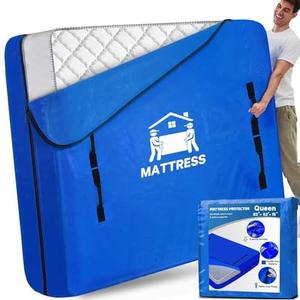 Mattress Bags for Moving,  Mattress Protector Waterproof Mattress Cover Queen Size Storage Bags with 8 Heavy-Duty Handles and Zipper for Bed Extra Thick Large Reusable (82"x62"x15" Blue)