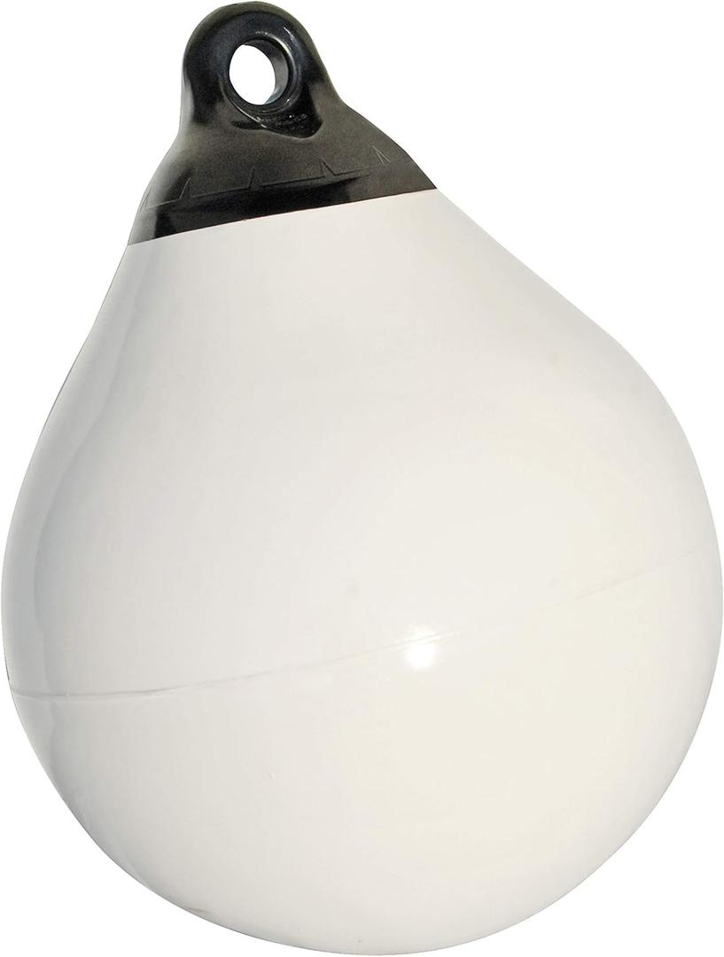 Taylor Made Tuff End Buoy, White (18") Flexible, Strong, Marine-Grade Vinyl Buoy for 25-40 Foot Boats Easy-to-use, Trivalve Inflates with Standard Ball Pump 2020108082
