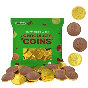 4 x St. Patrick's Day Milk Chocolate Gold Coins 25 Coins, Shamrock & Leprechaun Themed Coins, Parties, Events and Celebrations, Perfect for Gift Bags and Festive Decorations, 4.5g Milk Chocolate Coin (EXP 11/02/27)
