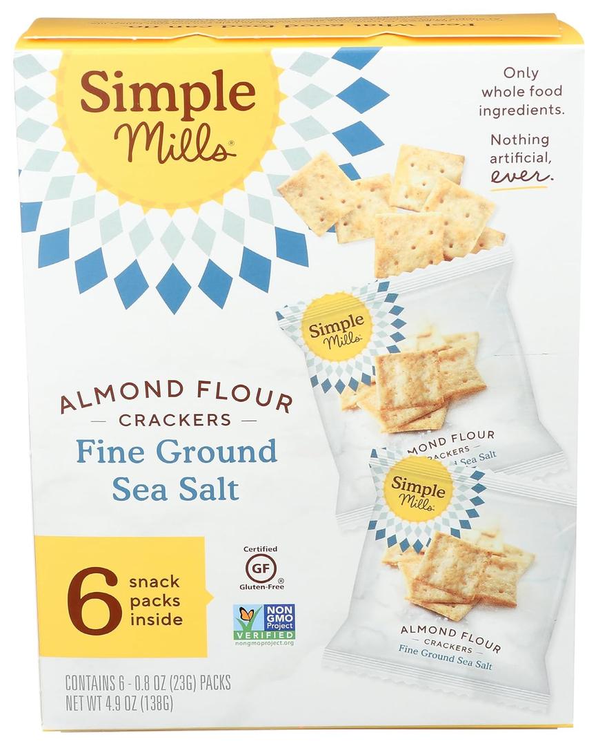 Simple Mills Almond Flour Crackers, Fine Ground Sea Salt Snack Packs - Gluten Free, Vegan, Healthy Snacks, 4.9 Ounce (Pack of 1) (EXP 10/22/26)