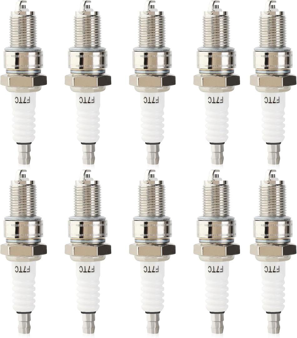 Pack-of-10 Spark Plug F7TC for Generator Lawn Mower Tractor Rototiller Water Pump Go Kart Mini Bike Harbor Freight Predator 212cc Champion 196cc GCV160 GCV190 GX390 BP7ES W5D1 W5DC N7YC N9YC