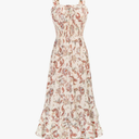 GRACE KARIN Women's 2025 Summer Floral Boho Dress Square Neck Strapped Swing A Line Sundress Beach Long Maxi Outfits 2XL