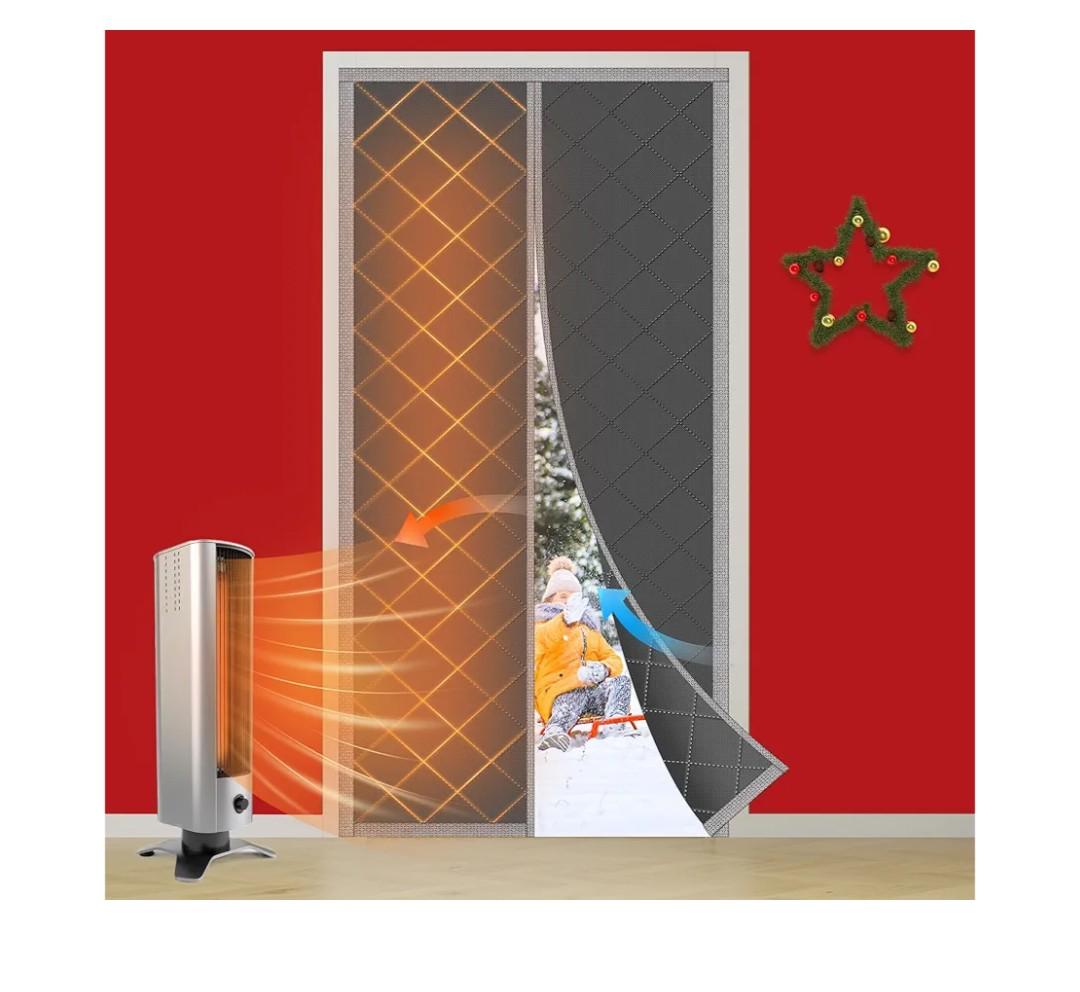 NABOWAN Magnetic Thermal Insulated Door Curtain for Winter - Fits Door Size 38" x 82", Keeps The Heat Inside The Area, Thicken Oxford Fabric & Multi-Layer Cotton, Screen Door Insulation Blanket Cover