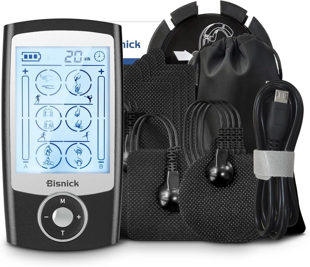 24 Modes TENS Unit, Muscle Stimulator for Pain Relief Therapy, Dual Channel Electronic Muscle Massager with 12 Pads, Dust-Proof Drawstring Storage Bag, Fastening Cable Ties