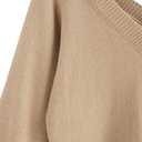 ZAFUL Women's Cropped Sweater V-Neck Long Sleeve Crop Sweater Pullover Jumper Knit Top (Beige, M)