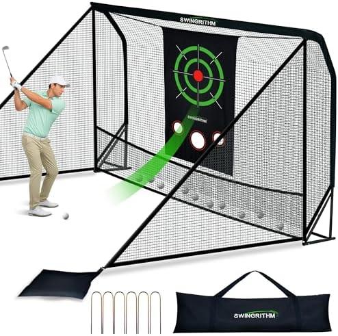 Golf Practice Hitting Net for Driving Real Balls - 10x7ft Heavy Duty Golf Nets for Backyard with Hitting Target Indoor & Outdoor Driving Range Practice, Portable with Carry Bag