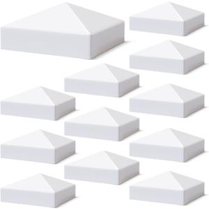 VIVIDA 5" x 5" Vinyl Post Caps, White PVC Pyramid Fence Post Cap, for Actual 5" x 5" Vinyl Fence, Deck & Mailbox, 12 Pack