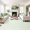 Sage Green Area Rugs 10x14 Living Room, Boho Rugs for Living Room Moroccan Large Rug Farmhouse Washable Rug with Non-Slip Backing, Neutral Morden Indoor Carpet for Bedroom Dining Room (10'x14')