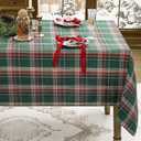 Romanstile Christmas Checkered Tablecloth Rectangle - 54 x 80 Inch - Green Buffalo Plaid Cotton Flannel Table Cloths, Xmas Winter Stain Resistant Washable Table Cover for Holiday/Party/Dining Decor