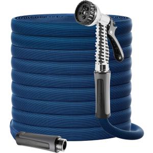 Gotron Garden Hose 100ft, Non-Expanding Lightweight Water Hose with 7 Function Nozzle & 360Swivel Grip, Flexible, Kink-Free, Wear-Resistant, Leak-Proof, 3/4" Thickened Connector, Yard, Garden