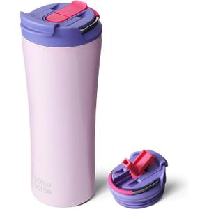 BOTTLE BOTTLE Insulated Coffee Tumblers with Dual-use Lid and Straw Double Walled Iced Travel Coffee Mug for Woman and Man 18 oz Stainless Steel Tumbler with Handle(Cherry Blossoms)