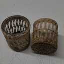Wicker Rattan Woven Tea Light Candle Holder Set of 2, Handcraft Woven Votive Candle Holder, Rustic Vintage Seagrass Glass Votive Candle Holders for Dining Table Christmas Decoration