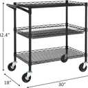 Finnhomy 3 Tier Heavy Duty Commercial Grade Utility Cart, Wire Rolling Metal Trolley with Handle Bar, Steel Kitchen Service Cart with Wheels, Food Storage Trolley on Wheels, NSF Listed, Black