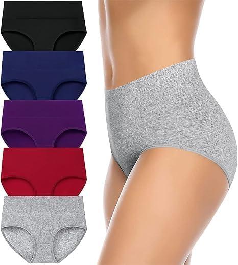 Annenmy Womens Cotton Underwear High Waisted Full Briefs Soft Stretch Breathable Ladies Panties (3X-Large, Dark, 5-pack)