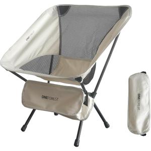ONEFOREST Camping Chair, Foldable Portable Backpacking Chair for Beach Camp Hiking Outdoor Sport, Beige