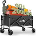 Collapsible Wagon Cart with 5" Removable 360° Swivel Wheels & Handle Adjustable, 220lbs Capacity， Waterproof 600D Oxford Fabric & MDF Base, All-Terrain Portable Utility Cart for Shopping, Garden， Pet