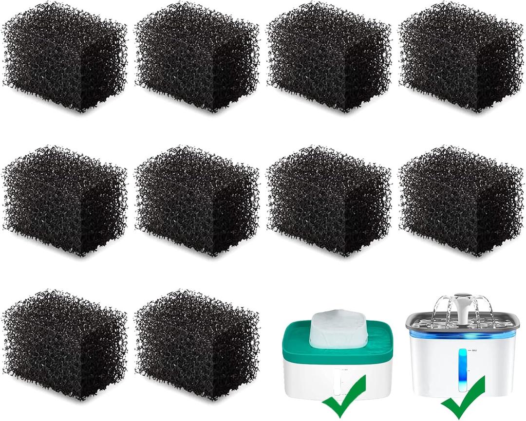 10 Pack Cat Water Fountain Sponges Replacement, Foam Filters for 92oz/2.8L Pet Fountain
