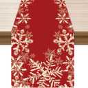 XCHI Red Snowflakes Winter Christmas Xmas Table Runner Table Decoration for Home Kitchen Dining Holiday Decor 13x72 Inch