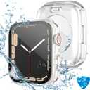 Tensea (2 in 1) for Waterproof Apple Watch Screen Protector Case 40mm SE 3/SE 2nd Generation/SE/Series 6/5/4 Accessories, 360 Front and Back, iWatch Face Cover with Tempered Glass for Women Men, 40 mm (Clear)