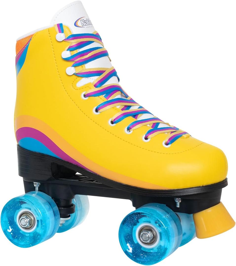 Nattork Roller Skates for Women Outdoor Fun Fashionable Roller Derby Skates for Men Girls Boys Indoor Rink Skates (Women 10/ Men 9, Yellow)