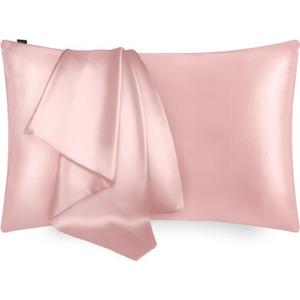 LILYSILK 100% Silk Pillowcase 1PC 25MM Pure Bed Pillowcase for Hair & Skin Terse Envelope Double-Sides Charmeuse Silk, Rosy Pink Standard 20x26 inches