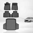 KELCSEECS Floor Mats Custom for Honda Civic & Civic Si 2012 2013 2014 2015 Only Sedan (Not Coupe) Car Mats All Weather Guard TPE Automotive Liners Front& Rear Row Accessories Black