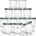 12 Pack 10oz Glass Candle Jars with Lids and Sticky Labels, Empty Candle Jars for Making Candles Bulk Containers(Inner White)