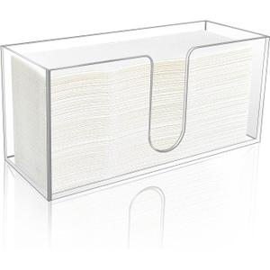 1 Pack Acrylic Paper Towel Holder, Countertop Napkin Dispenser for C-Fold, Multi-Fold & Trifold Paper Towels, 5mm Transparent Acrylic for Kitchen, Bathroom & Restaurant (1)